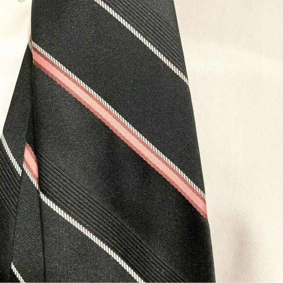 JOHN WEITZ Vintage Black Pink White Vintage Diagonal Strip Men's Necktie 3" Wide - Picture 5 of 9